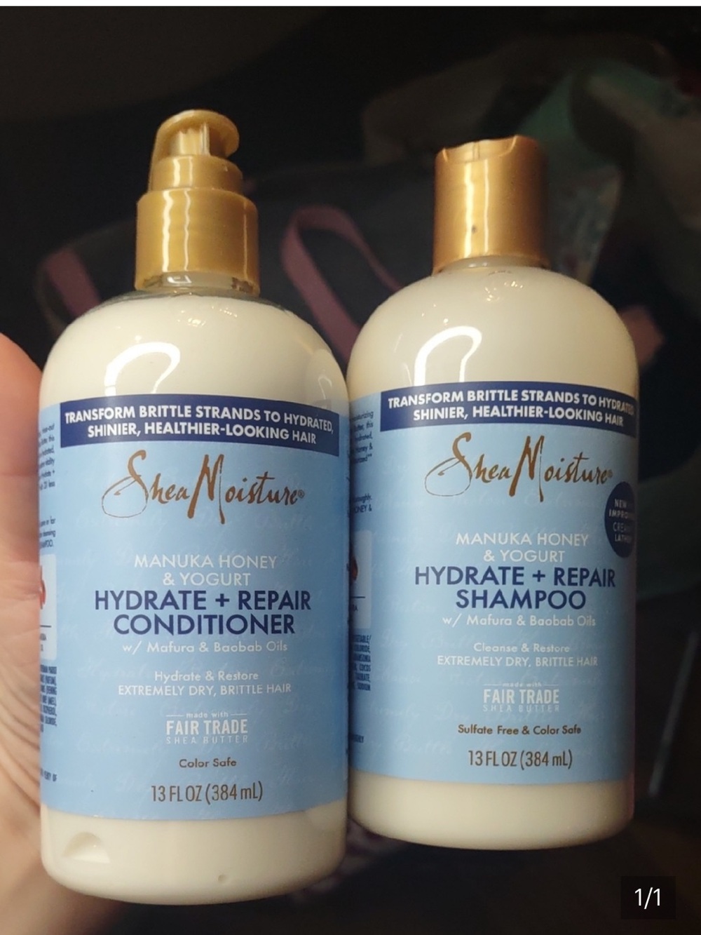 Shea Moisture Hydrate + Repair Shampoo & Conditioner - Light Blue & Gold